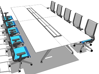 现代办公家具会议室会议桌椅子 (22)su草图模型下载