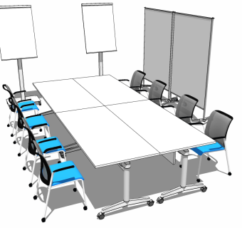 现代办公家具会议室会议桌椅子 (23)su草图模型下载