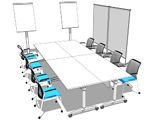 现代办公家具会议室会议桌椅子 (23)su草图模型下载