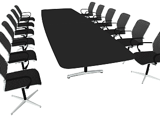 现代办公家具会议室会议桌椅子 (34)su草图模型下载
