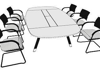 现代办公家具会议室会议桌椅子 (40)su草图模型下载