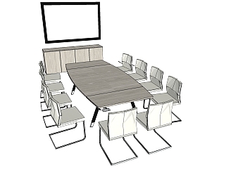 现代办公家具会议室会议桌椅子 (44)su草图模型下载