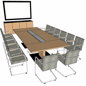 现代办公家具会议室桌椅子 (5)su草图模型下载