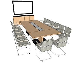现代办公家具会议室桌椅子 (5)su草图模型下载