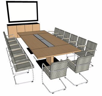 现代办公家具会议室桌椅子 (5)su草图模型下载