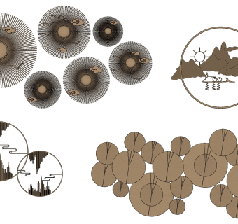 新中式金属墙饰挂件挂饰 (31)su草图模型下载