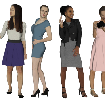 现代女性模型su草图模型下载