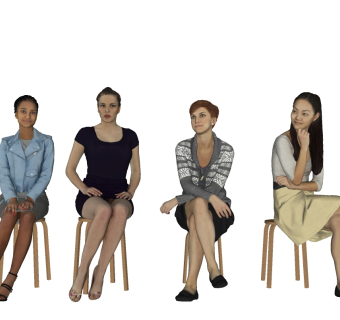 现代女人模型组合su草图模型下载