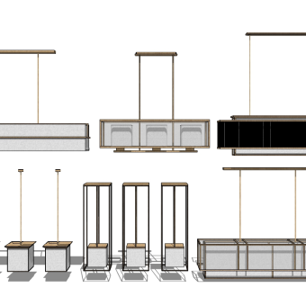 新中式吊灯 (2)su草图模型下载