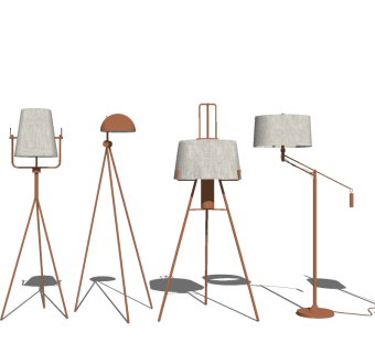 现代钓鱼灯落地灯组合 (2)su草图模型下载