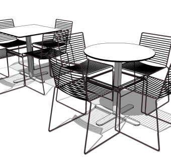 户外铁艺休闲桌椅 (2)su草图模型下载