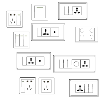 现代开关插座面板插板组合 (19)su草图模型下载