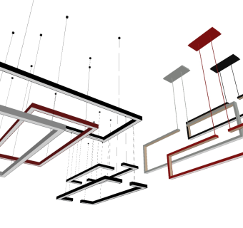现代时尚灯具吊灯su草图模型下载