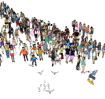 各种人物人群黑白剪影人物草图2d人物模型下载 (2)su草图模型下载