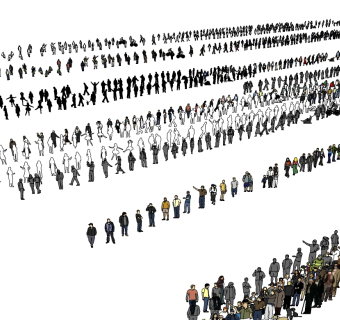 各种人物人群黑白剪影人物草图2d人物模型下载 (4)su草图模型下载