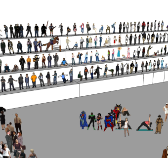 各种人物人群黑白剪影人物草图2d人物模型下载 (10)su草图模型下载