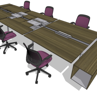 现代办公桌椅员工工位 (14)su草图模型下载