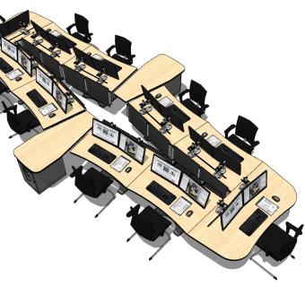 现代办公桌椅员工工位 (45)su草图模型下载