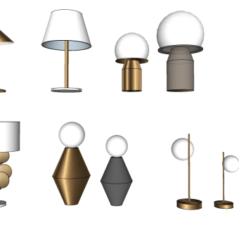 北欧现代轻奢台灯 (2)su草图模型下载