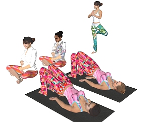瑜伽健身运动女人人物(1)su草图模型下载