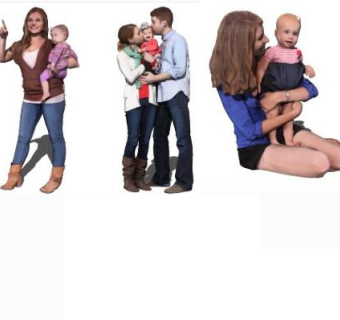 抱孩子人物模型su草图模型下载