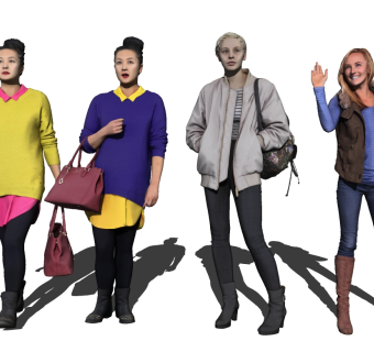 现代女人模型组合su草图模型下载