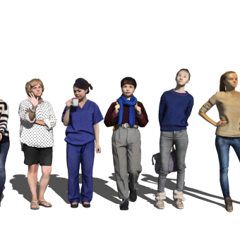 现代女人模型组合 (1)su草图模型下载