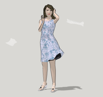 女装人物服饰服装模特  (4)su草图模型下载