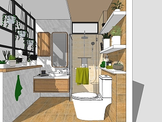 北欧现代卫生间<em>洗手间</em> SketchUpsu草图模型下载