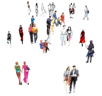 精细女性男性人物人群SketchUp草图2d人物模型下载su草图模型下载