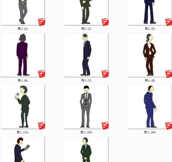 办公职业SketchUp草图2d人物模型下载su草图模型下载
