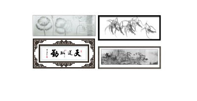 新中式装饰画挂画 (17)su草图模型下载