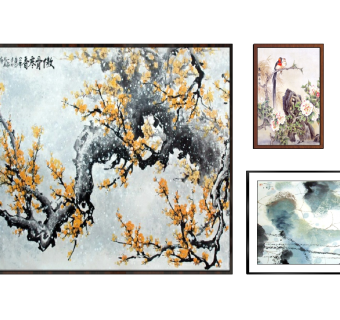 新中式装饰画挂画 (26)su草图模型下载