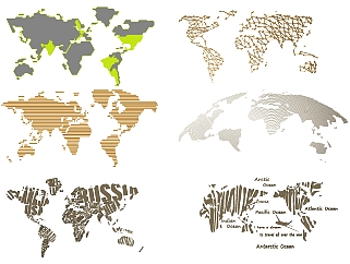 世界地图墙饰挂饰挂件 SketchUpsu草图模型下载