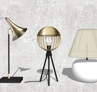 10现代简约台灯组合SketchUpsu草图模型下载