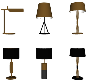 73现代轻奢台灯组合SketchUpsu草图模型下载