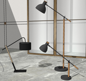 21美式欧式现代简约书房客厅卧室长臂落地灯 工作办公纹身纹绣美睫美甲麻将台灯麻雀工作灯SketchUpsu草图模型下载