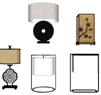 02中式新中式欧式铁艺台灯 卧室客厅装饰台灯SketchUpsu草图模型下载