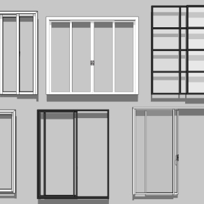 现代工业风玻璃推拉门 (1)su草图模型下载