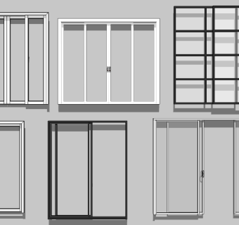 现代工业风玻璃推拉门 (1)su草图模型下载