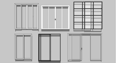 现代工业风玻璃推拉门 (1)su草图模型下载