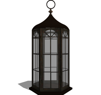 新中式东南亚鸟笼落地灯马灯 (1)su草图模型下载