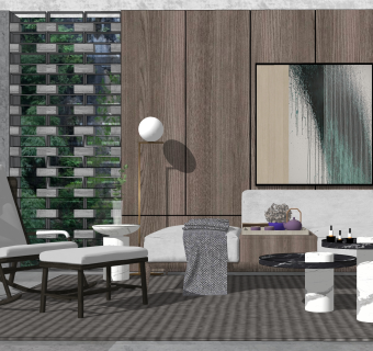 10现代轻奢家具 沙发异形茶几摇椅椅子 落地灯 墙饰挂画 su草图模型下载