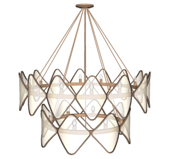 2现代轻奢简欧式金属水晶吊灯吸顶灯su草图模型下载