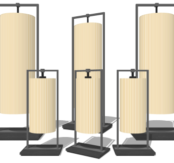 03中式台灯 落地灯组合su草图模型下载