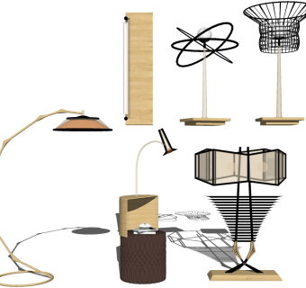 63现代金属铁艺台灯落地灯su草图模型下载