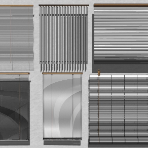4现代办公百叶窗帘su草图模型下载