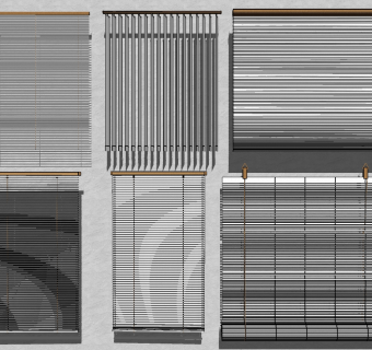 4现代办公百叶窗帘su草图模型下载