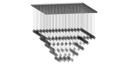 16现代方形水晶吊灯吸顶灯SketchUpsu草图模型下载