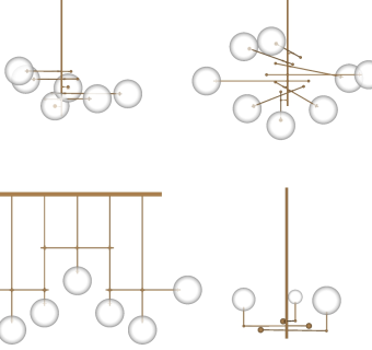 17 现代金属灯泡吊灯SketchUpsu草图模型下载